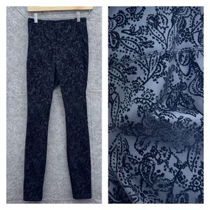 White House Black Market Women's Runway Leggings Black Size 4 Paisley Whimsigoth